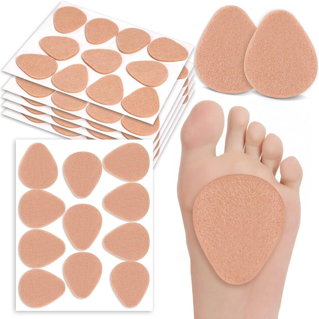 Shynek 55Pcs Metatarsal Foot Pads for Women and Men, Felt Ball of Foot Cushion, Adhesive Neuroma Pads for Feet Soft Forefoot Cushion Pads and Sole Support, Pain Lessen (Skin Color)