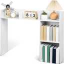 Wonderjune Dorm Desk Bookshelf Hutch Desktop Bookshelf Organizer Desk Shelf White Wooden Computer Desktop Hutch with Multiple Cubby Spaces for College Dormitory Home Office Countertop Space Saving, 37 x 29 x 9.5 inches