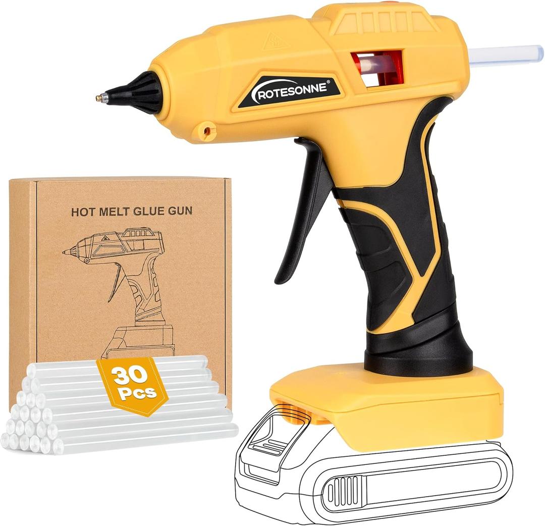 Mini Size Cordless Hot Glue Tool Compatible with DeWalt 20V Battery (Battery NOT included), Handheld Wireless Powered Glue Tool Kit with 30PCS 0.27 Glue Sticks for Arts Crafts DIY Quick Home Repairs