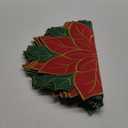 Breling 6 Pieces Christmas Poinsettia Placemats 16 Inch Round Red and Green Placemats Poinsettia Flower Table Mats Xmas Embroidered Table Mats Holiday Doilies for Dinner Home Party Decoration