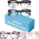 Oprah Style Progressive Multifocus Reading Glasses for Women,Blue Light Blocking Computer Readers with Spring Hinge, 4 Pack