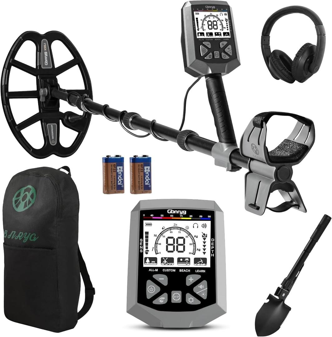 Metal Detector for Adults,12 IP68 Waterproof Search Coil with High Accuracy System,Advanced DSP Chip Technology,5 Modes with LCD Backlit Display for Beach Hunting&Jewelry Finding