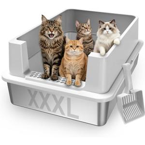 AIPERRO Extra Large Stainless Steel Litter Box for Extra Large Big Cats