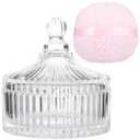 2 PCS Glass Powder Puff Container Set, Decorative Jars with Lid, Large Powder Puffs, Ideal for Adult Body Application
