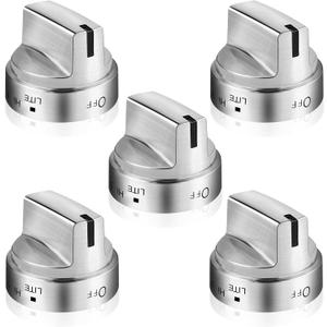 WB03x24818*5 Pack Gas Stove Knob Replacement for ge, WB03x24818 Stainless Steel Stove Replacement Knobs PS11729081 AP5989029,Compatible with ge Stove KnobNot Universal