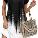 Zeagoo Summer Dresses for Women Casual A Line Dress 2026 V Neck Short Dresses Floral Sundress Pleated Boho Dress (Medium)