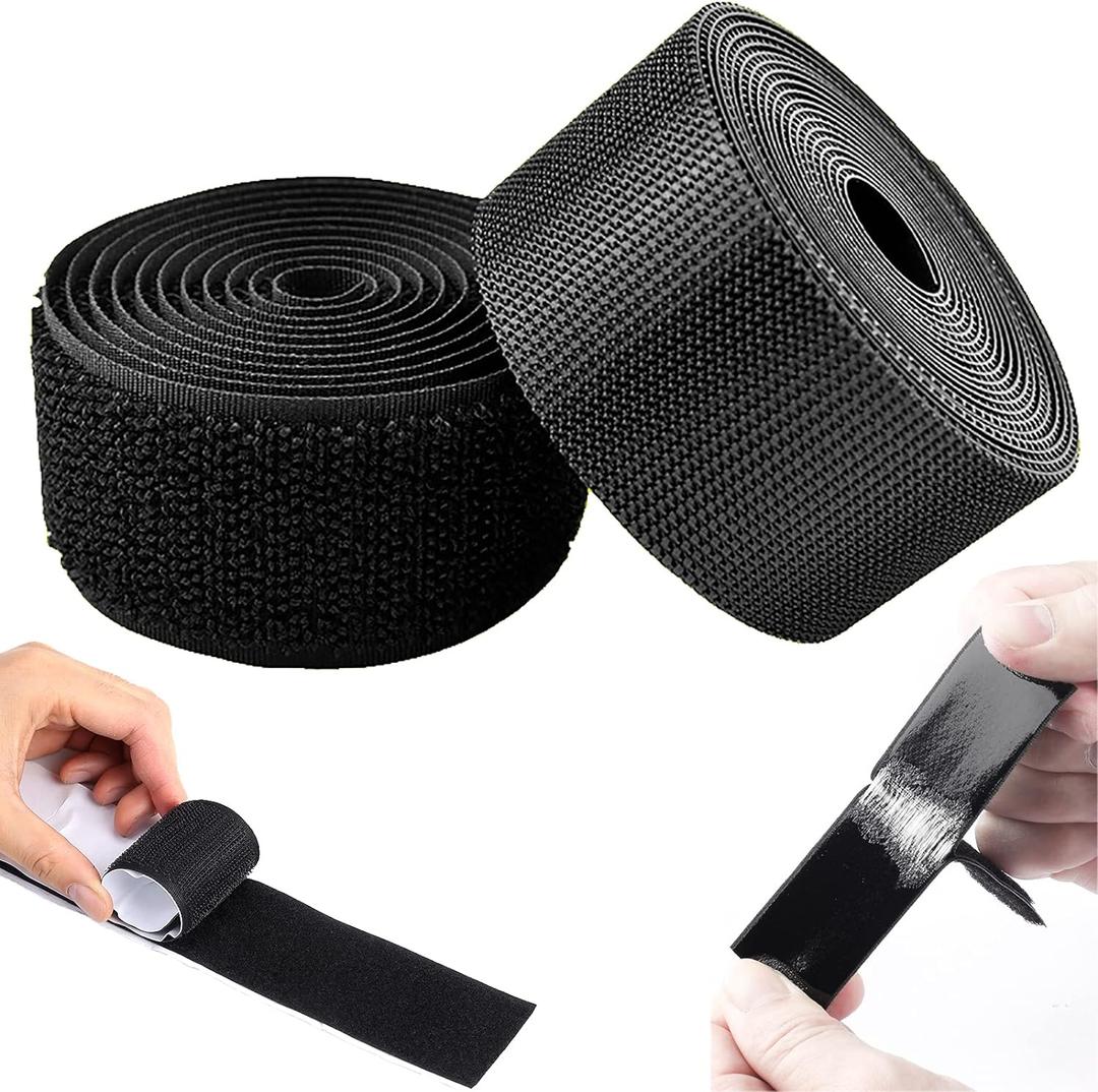 2 Inch Wide Heavy Duty Hook and Loop Tape Roll 16.4 Ft, Self Adhesive Strips with Strong Sticky Back, Removable Fastener for Wall Mounting, Home Organization, Car, No Residue