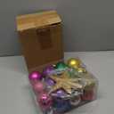 25 Pcs Mini Christmas Balls Ornaments Set 2.36 Inch Christmas Day Ball Topper Star Tree Hanging Ornaments for Party Decoration(Bright Colors)