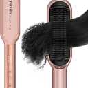 Terviiix Hair Straightener Brush Rose Gold - Ionic Anti-Frizz Hair Straightening Comb with MCH Heater, 13 Heat Settings, Fast Heating 20S, Dual Voltage, for Smooth & Shiny Hair