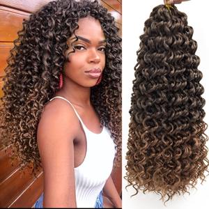 GoGo Curl Crochet Hair for Women Water Wave Curly Crochet Hair Wavy Hair Deep Wave Beach Curl Crochet Synthetic Hair Extensions (18 inch(Pack of 6), T1B/30)