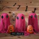 3 Sets Pink Halloween Decor DIY Crafts Kit Pink Ghost Centerpieces Set Include 6 Gauze, 3 Acrylic Stand, 6 Lantern Spooky Halloween Table Decor for Home Indoor Haunted House Party