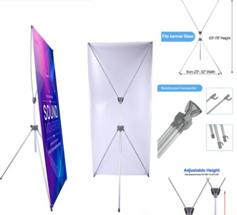 Adjustable X Banner Stand Fits Any Banner Size Width 23" to 32" and Height 63 Count Of 4