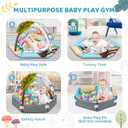 Baby Gym Play Mat, 8-in-1 Tummy Time Mat & Ball Pit with 6 Toys, Washable Baby Activity Play Mat for Visual, Hearing, Sensory, Motor Development, Baby Toys Gift for Toddler Infant 0-3-6-9-12 Month
