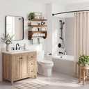 QEEIG Bathroom Floating Shelves for Wall - Shelf Over Toilet Paper Storage Farmhouse 24 inch Set of 3, Rustic Brown (028-60BN3)
