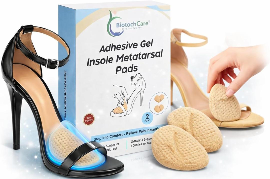 3 x Metatarsal Pads for Women Ball of Foot Cushions for High Heels, Non Slip Gel Shoe Inserts for All Day Pain Relief, Reusable Clear Foot Pads (2 Pairs)