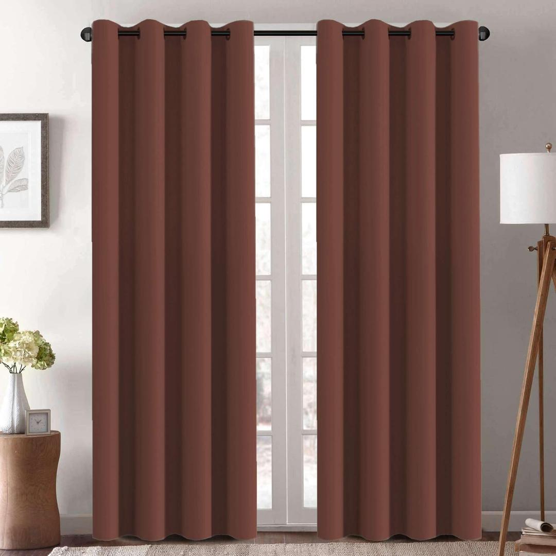 H.VERSAILTEX Thermal Insulated Blackout Window Panels Microfiber Formaldehyde-Free Kids Curtains for Holiday Season Home Decoration,Grommet Top,52 by 96 - Inch - Rust - Set of 2