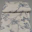 Lazzzy Blue Floral Curtains 84 Inch Length Linen Farmhouse Curtain Back Tab Drapes for Living Room Bedroom Light Filtering Vintage Rod Pocket Curtains, 2 Panels, Blue on Beige