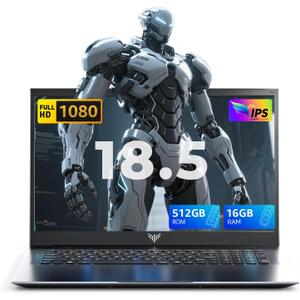 2025 Laptop Computer with 8000 mAh Battery,Intel N150 Quad-Core Processor,16GB DDR4 RAM 512GB SSD,WiFi 5, 18.5"Full HD IPS Display Laptops with Windows 11 PRO for Work Business Office Student