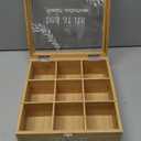 Handrong Modern Bamboo Tea Box, 9-Compartment Tea Bag Holder Organizer with Clear Cover