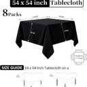 8 Pack Black Tablecloths 54 x 54 Inch Square Tablecloth, Wrinkle Resistant Black Table Cloth Washable Polyester Fabric for Party Wedding Banquet