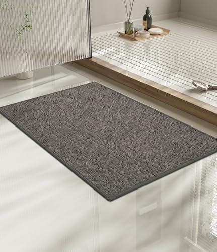 chakme Bathroom Rugs Mat, Ultra Thin Non Slip Bath Mat Small Quick Dry Absorbent Bath Mat for Bathroom Floor, (Grey, 30"x18")