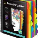 KTRIO 24 Pocket Poly Project Organizer, Spiral Binder Organizer Multi Pocket Folder with Dividers, Back Cover Utility Pouch, Letter Size School Supplies