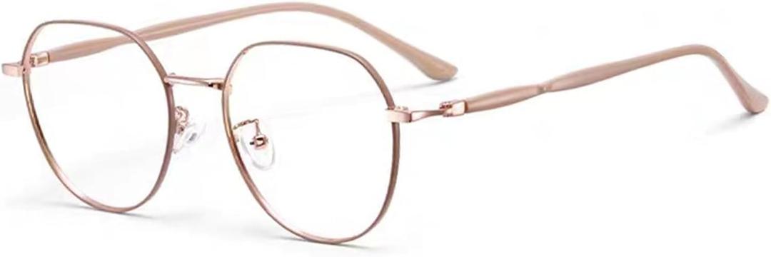 Reading Glasses for Women, Stylish Metal Frame Readers with Comfort Spring Hinges Anti Glare UV Filter Eyeglasses (Dusty Pink)