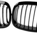 E46 Grill, Black Kidney Grille Compatible with 2003-2006 E46 325Ci 330Ci 2-Door LCI Single Slat Gloss Black Grill (Not For M3)