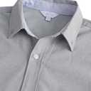 Boys Oxford Dress Shirts Formal Long Sleeve Button Down Shirts Solid School Uniform Shirts with Pockets (Gray, 12)