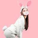 3 x Bunny Costume,Bunny Ears Headbands and Tail Set,Halloween Adult Long Furry Rabbit Ear Headband Halloween Party Cosplay White Rabbit Ears Costume Hair Accessories for Adult Women Easter Cosplay