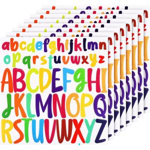 5 x 416pcs Letter Stickers, 8 Sheets 1 inch 2 inch Lowercase & Capital Self Adhesive Alphabet Stickers Waterproof Vinyl Letter Decals for Scrapbooking Mailbox Poster Crafts (Colorful)