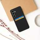 Designed for Samsung Galaxy S25 Plus Case with Card Holder for Women Men Soft Liquid Silicone Cover [Microfiber Lining] Shockproof Slim for Samsung Galaxy S25 Plus Wallet Case Black