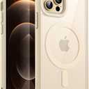 JETech Magnetic Case for iPhone 12/12 Pro 6.1-Inch Compatible with MagSafe, Shockproof Phone Bumper Cover, Solid Color Matte TPU Frame, Anti-Scratch Clear Back (Gold)