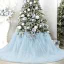 4 x 10.8 ft Extra Large Fluffy Tulle Christmas Tree Decorations Pleated Sparkly Tutu Christmas Tree Skirt Vintage Elegant Ornaments for Xmas Wedding Home Dining Table Decorations(Blue)