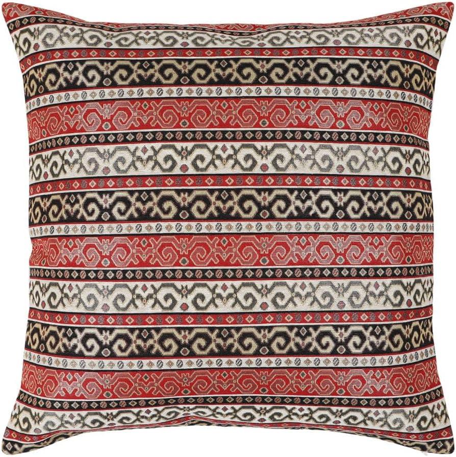 Tapestry Stylish Red-Black 22"x22" Pillow Cover Sham Cushion Case Ethnic Oriental Kilim Style Throw Decorative for Home Decor, Sofa, Couch, Porch, Patio, Veranda