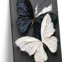 2D Butterfly Canvas Wall Art Black and White Butterflies Painting Style Artwork Abstract Butterfly picture prints Modern Minimalist Wall Decor for Living Room Bedroom Bathroom Office 12*16 in Canvas