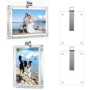 4 Packs Car Visor Photo Clip, 2.4x3.5 Inch Acrylic Magnetic Picture Frame Personalized Gifts for Couple, Heat-Resistant Sun Visor Picture Holder, Customized Clear Car Photo Clips Gifts for Him or Her