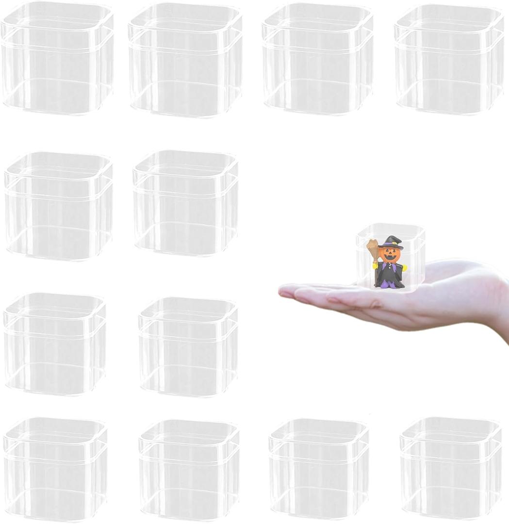 KissYou Acrylic Box Small Clear Box with Lid Plastic Square Cub Easter Display Box Wedding Birthday Party Favor Decorative Boxes (2.2 x 2.2 x 1.89 Inch)