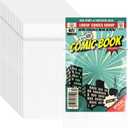 VOKOY 100 Pack Resealable Current Size Comic Book Bags, Crystal Clear Self Sealing Comic Sleeves Storage Protection for Regular Comics Magazine Storage, 7.2 X 10.6 Inches