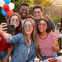 12/20/36 Pack 4th of July Star/Heart Sunglasses Patriotic Party | Red white blue sunglasses for pool parties, fireworks, parades, photo props, and Independence Day fun (Red)