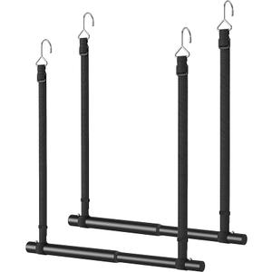 Hanging Closet Rod, Stepless Adjustable Width and Height Closet Rod Extender, Heavy Duty Closet rods for hanging clothes, Black Closet Hanging Rod Organizer Space-Saving & Anti-Slip