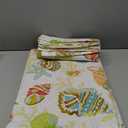 CHESITY Beach Quilts Set Full/Queen Size Ocean Bedspread Lightweight Coastal Quilt Reversible Bedding Cover Nautical Coverlet Set Seashell Conch Beach Comforter Cover Conch Sheet(90"x90") (Queen/Full, Yellow)