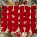 12 Pcs Christmas Velvet Bows 6 Inch Rustic Wreath Gift Bows Vintage Xmas Ribbon Bows Holiday Ornaments for Christmas Tree Wreath DIY Xmas Crafts Home Decorations (Red)