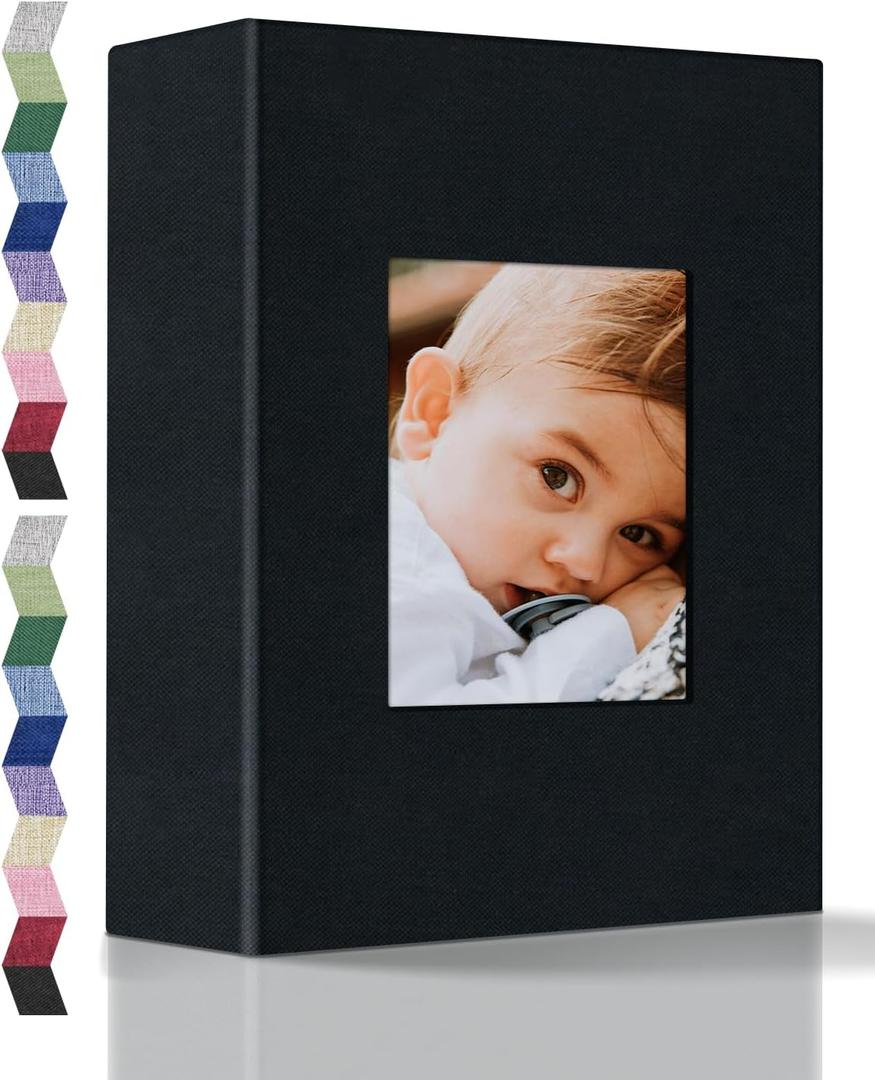 popotop Photo Album 4x6-100 Photos Photo Books with 100 Vertical Pockets,Linen Cover Albums for Family Wedding Anniversary Baby Vacation Pictures (Black)