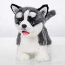 Electronic Walking Siberian Husky Stuffed Dog Toy, Realistic Interactive Puppy Pet Dog, Walking, Barking,Wagging Tail & Talking,Present Pet Gifts for Year Boys Girls (Medium)
