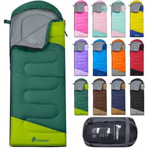 PTEROMY Sleeping Bags for Adults, Lightweight and Machine Washable, Water Resistant Backpacking Camping Sleeping Bag for Warm Cold Weather, Camping Essentials for Hiking Travel