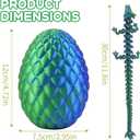 2 x 3D Printed Dragon Egg,12Crystal Dragon Inside, 3D Printed Gift, Executive Desk Toy, Figure Decor, Easter Basket Essentials (Blue-Green)