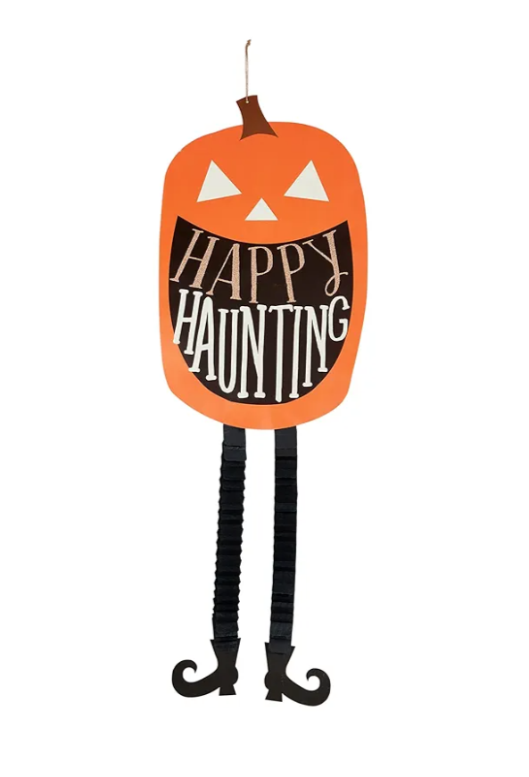 Mud Pie Paper Dangling Hanger, Pumpkin, 15.5" x 39"