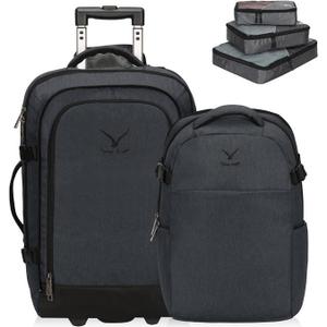 Hynes Eagle 2 in 1 Travel Backpack 22 inches Carry on Luggage 63L Rolling Backpack for Men Women with Packing Cubes 3PCS Set