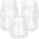 36 count Origami Ripple Unbreakable Stemless Plastic Wine Champagne Whiskey Glasses Elegant Durable Disposable Indoor Outdoor Ideal for Home, Office, Bars, Wedding, Ribbed 12 Ounce Cups (Clear)